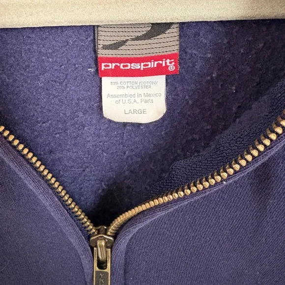 Prospirit Vintage Zip Up Hooded Sweatshirt in Navy with Pockets - Picture 4 of 6